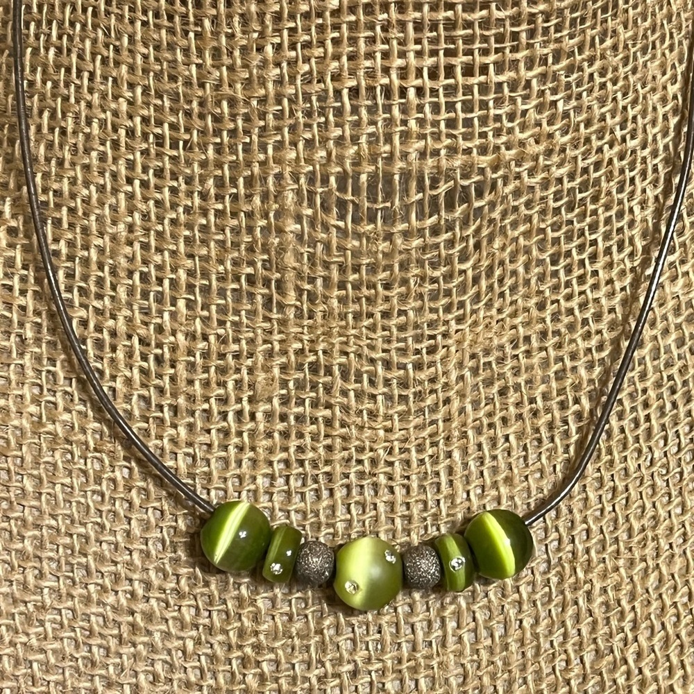 Sterling Cats Eye Crystal Necklace - Picture 2 of 12